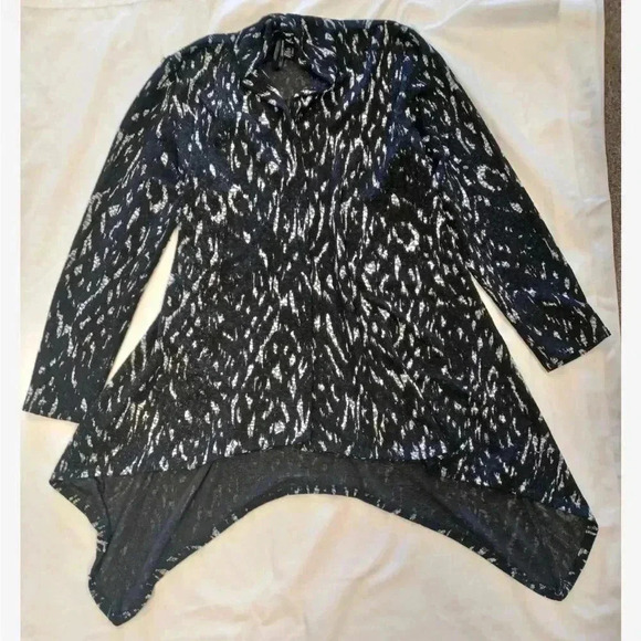 Frank Lyman Open Cardigan Black  White Stretch Size 8 - Picture 6 of 11